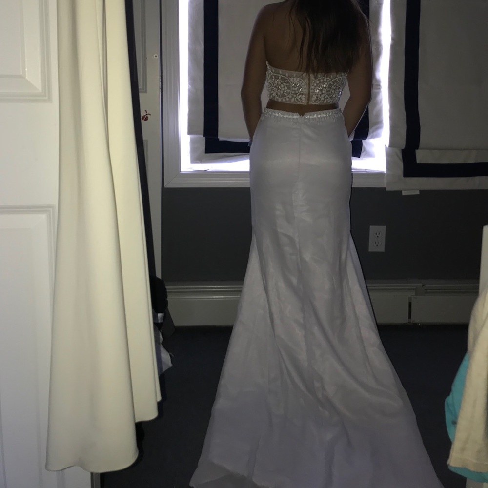NWOT PROM DRESS WHITE WITH JEWELS